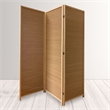 Benjara 3 Panel Bamboo Shade Roll Room Divider- Natural Brown