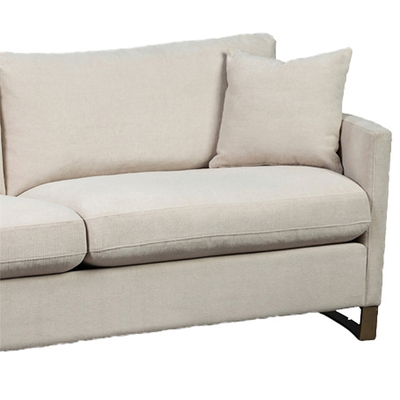 Benjara Fabric Upholstered Sofa with Metal Sled Base and Curved Armrests- Beige