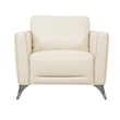 Benjara Leatherette Chair with Track Armrests and Angled Metal Legs- Offwhite