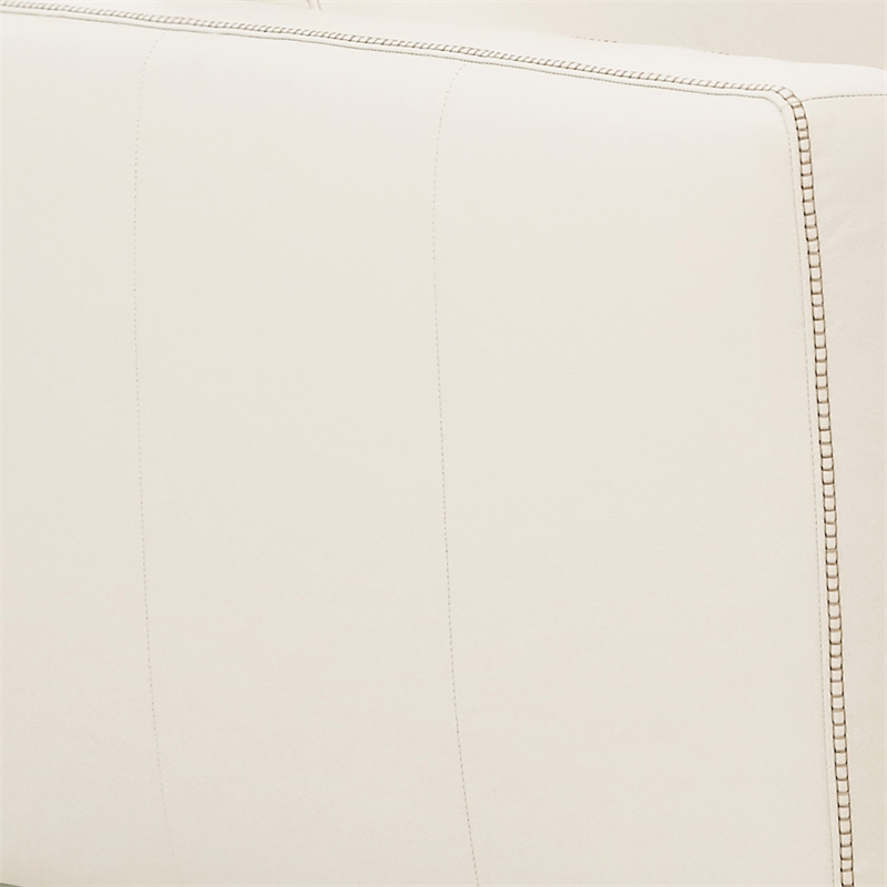 Benjara Leatherette Chair with Track Armrests and Angled Metal Legs- Offwhite