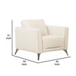 Benjara Leatherette Chair with Track Armrests and Angled Metal Legs- Offwhite