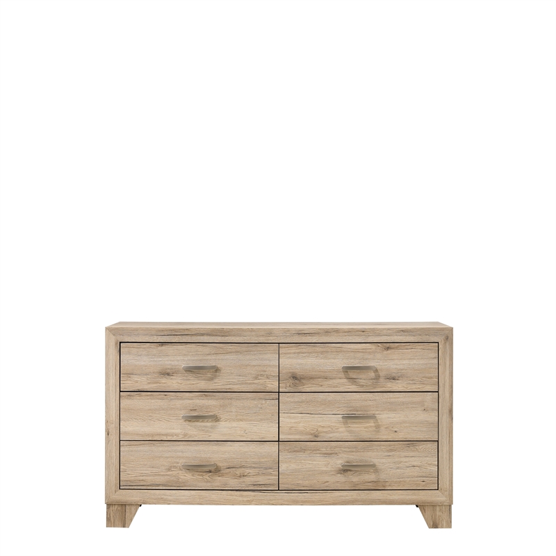 Benjara Wooden Nightstand with 6 Storage Drawers- Brown