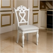 Benjara Victorian Style Writing Desk Chair with Engraved Backrest- Antique White
