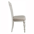 Benjara Victorian Style Writing Desk Chair with Engraved Backrest- Antique White