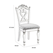 Benjara Victorian Style Writing Desk Chair with Engraved Backrest- Antique White