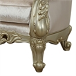 Benjara Curved Design Chair with Scrollwork and Crystal Tufting- Silver and Gold