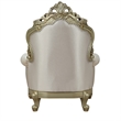 Benjara Curved Design Chair with Scrollwork and Crystal Tufting- Silver and Gold