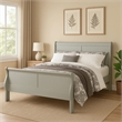 Benjara Sleigh Design Twin Size Bed with Rectangular Thin Legs- Silver