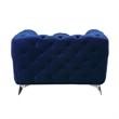Benjara Chesterfield Design Fabric Chair w/ Track Arms & Angled Metal Legs-Blue