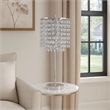 Benjara Chandelier Crystal Accented Table Lamp with Tubular Frame-Chrome & Clear