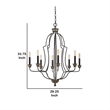 Benjara 60 X 8 Watt Metal Chandelier with Tubular Frame- Textured Bronze