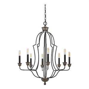 Benjara 60 X 8 Watt Metal Chandelier with Tubular Frame- Textured Bronze
