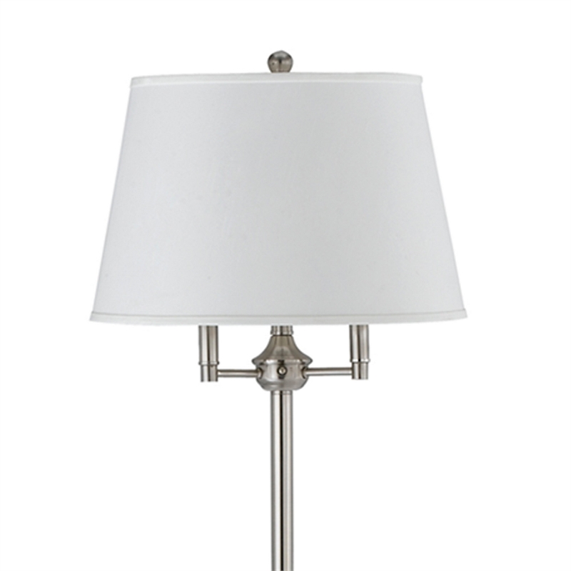 Benjara Metal Floor Lamp with Tapered Drum Shade and Stalk Support- Silver