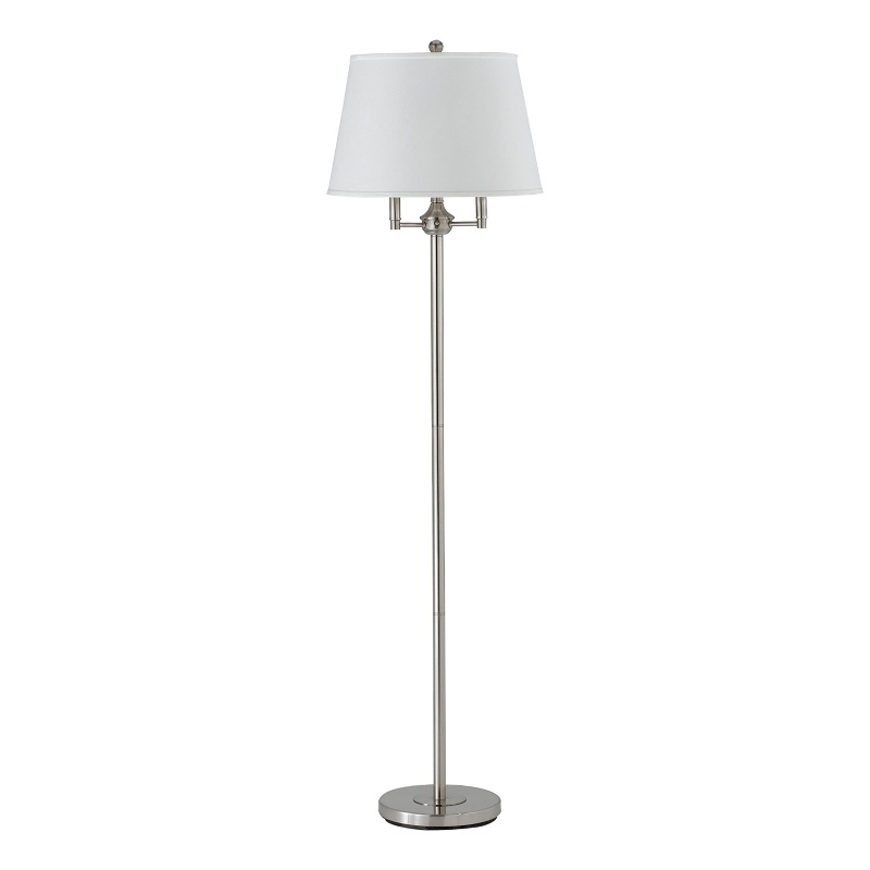 Benjara Metal Floor Lamp with Tapered Drum Shade and Stalk Support- Silver