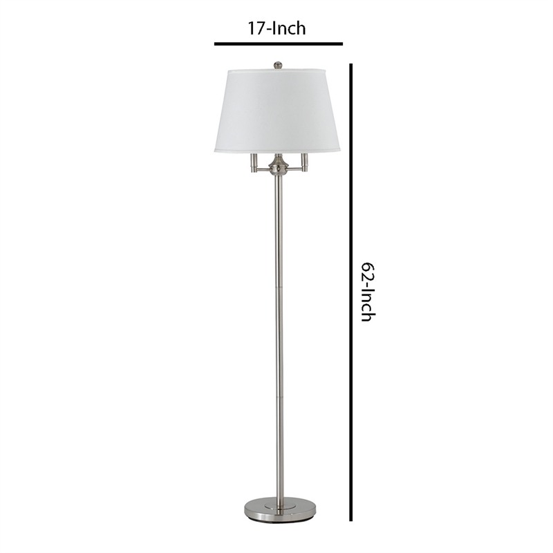 Benjara Metal Floor Lamp with Tapered Drum Shade and Stalk Support- Silver