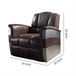 Benjara Vertically Tufted Lounge Chair with Aluminum Patchwork- Brown and Silver