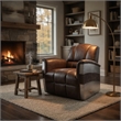 Benjara Vertically Tufted Lounge Chair with Aluminum Patchwork- Brown and Silver