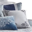 Benjara 9 Piece Queen Polyester Comforter Set with Damask Prints- Blue and Gray