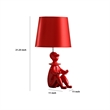 Benjara Fabric Shade Table Lamp with Polyresin Sitting Clown Base- Red