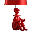 Benjara Fabric Shade Table Lamp with Polyresin Sitting Clown Base- Red