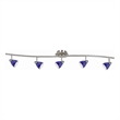 Benjara 5 Light 120V Metal Track Light Fixture with Textured Shade-Silver & Blue