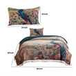 Benjara 2 Piece Twin Size Quilt Set- Floral Print- Crochet Trim- Multicolor