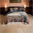 Benjara 2 Piece Twin Size Quilt Set- Floral Print- Crochet Trim- Multicolor