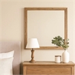 Benjara Square Shaped Wooden Mirror with Rough Hewn Texture- Brown