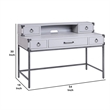 Benjara 5 Drawer Wooden Desk and Hutch with Ring Pulls- Gray