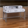 Benjara 5 Drawer Wooden Desk and Hutch with Ring Pulls- Gray