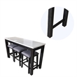 Benjara 4 Piece Marble Top Table and Stool Set- White and Brown