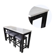 Benjara 4 Piece Marble Top Table and Stool Set- White and Brown
