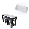 Benjara 4 Piece Marble Top Table and Stool Set- White and Brown