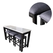 Benjara 4 Piece Marble Top Table and Stool Set- White and Brown