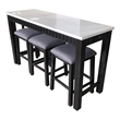 Benjara 4 Piece Marble Top Table and Stool Set- White and Brown