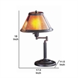 Benjara Metal Body Swing Arm Table Lamp with Conical Mica Shade- Bronze