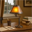 Benjara Metal Body Swing Arm Table Lamp with Conical Mica Shade- Bronze