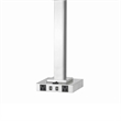 Benjara Trapezoid Shade Table Lamp with Metal Base & 2 USB Ports-White & Chrome