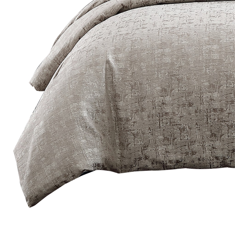 Benjara 9 Piece Queen Polyester Comforter Set with Jacquard Print- Gray
