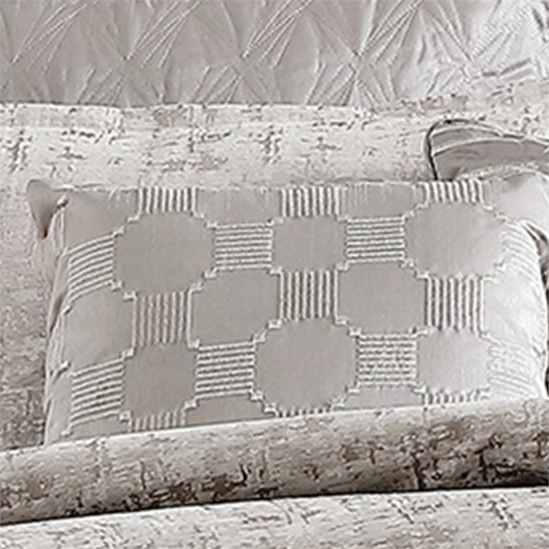 Benjara 9 Piece Queen Polyester Comforter Set with Jacquard Print- Gray