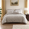 Benjara 9 Piece Queen Polyester Comforter Set with Jacquard Print- Gray