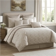 Benjara 9 Piece Queen Polyester Comforter Set with Jacquard Print- Gray