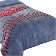 Benjara 6 Piece Polyester Full Comforter Set with Baseball Inspired Print- Blue