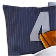 Benjara 6 Piece Polyester Full Comforter Set with Baseball Inspired Print- Blue