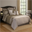 Benjara 10 Piece King Polyester Comforter Set with Leaf Print- Platinum Gray