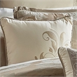 Benjara 9 Piece Queen Polyester Comforter Set with Damask Print- Cream and Gold