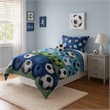 Benjara 4 Piece Full Size Comforter Set with Soccer Theme- Multicolor
