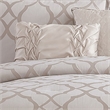 Benjara 9pc Queen Size Comforter Set with Quatrefoil Prints- White Polyester