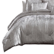 Benjara King Size 7 Piece Fabric Comforter Set with Crinkle Texture- Silver