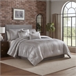 Benjara King Size 7 Piece Fabric Comforter Set with Crinkle Texture- Silver